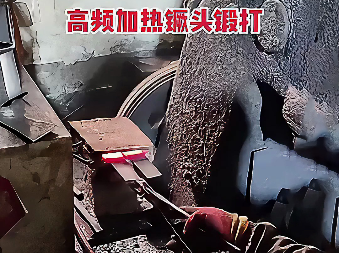 高頻加熱爐可以用在打鐵上 镢頭鍛打局部過程 加熱金屬坯料，空氣錘鍛打成基礎形狀